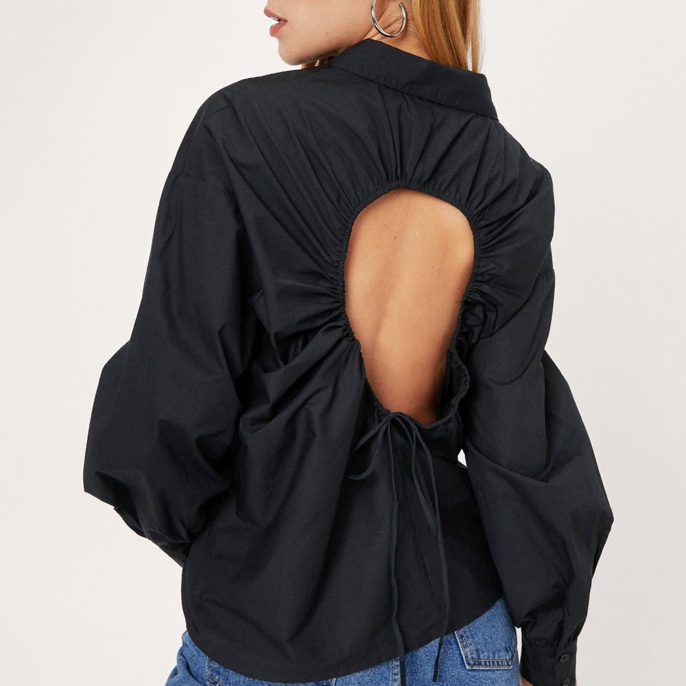 Nasty Gal - Petite Cut Out Open Back Button-up Shirt